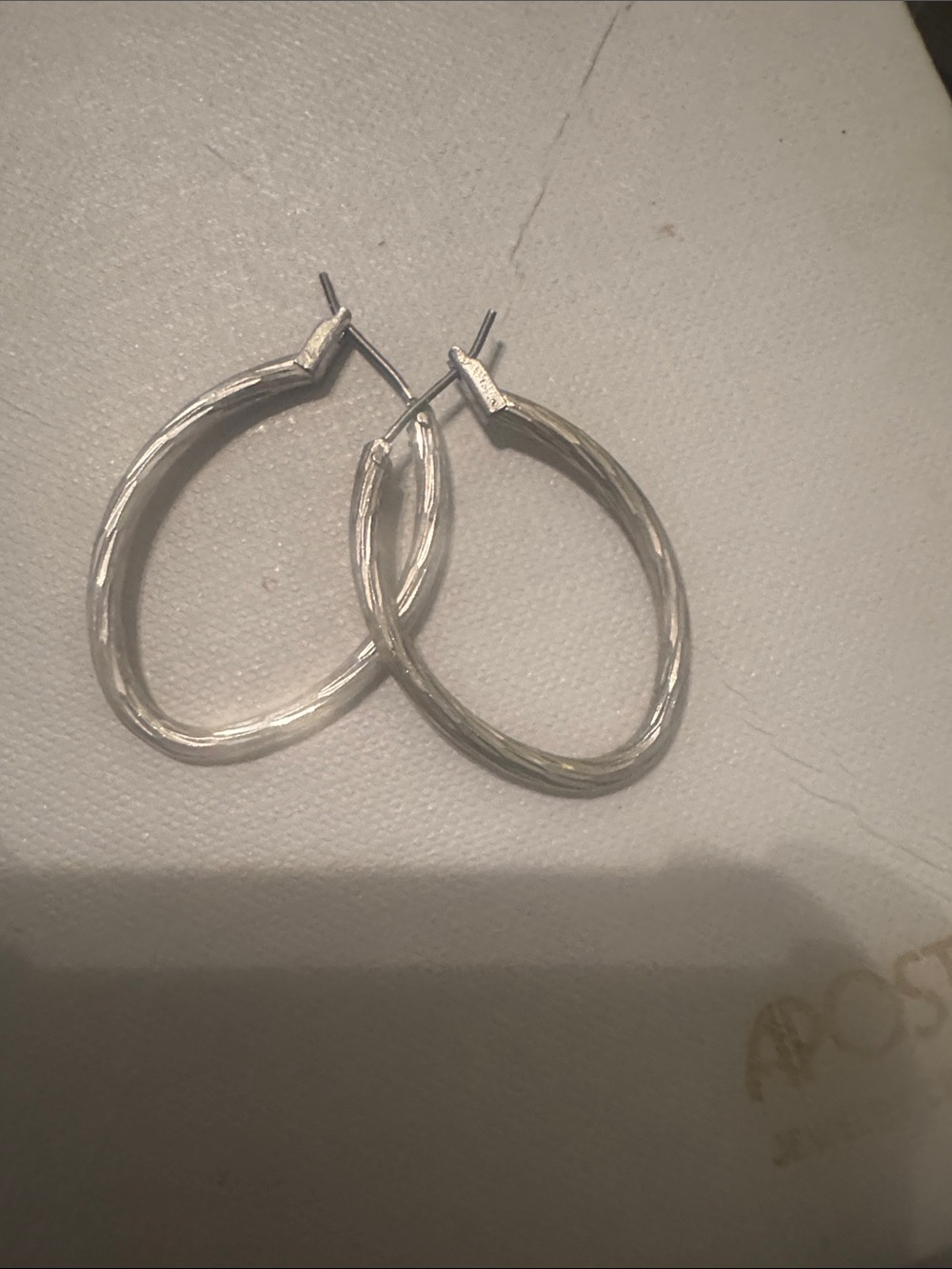 Silver Textured Hoop Earrings - Women's Jewelry